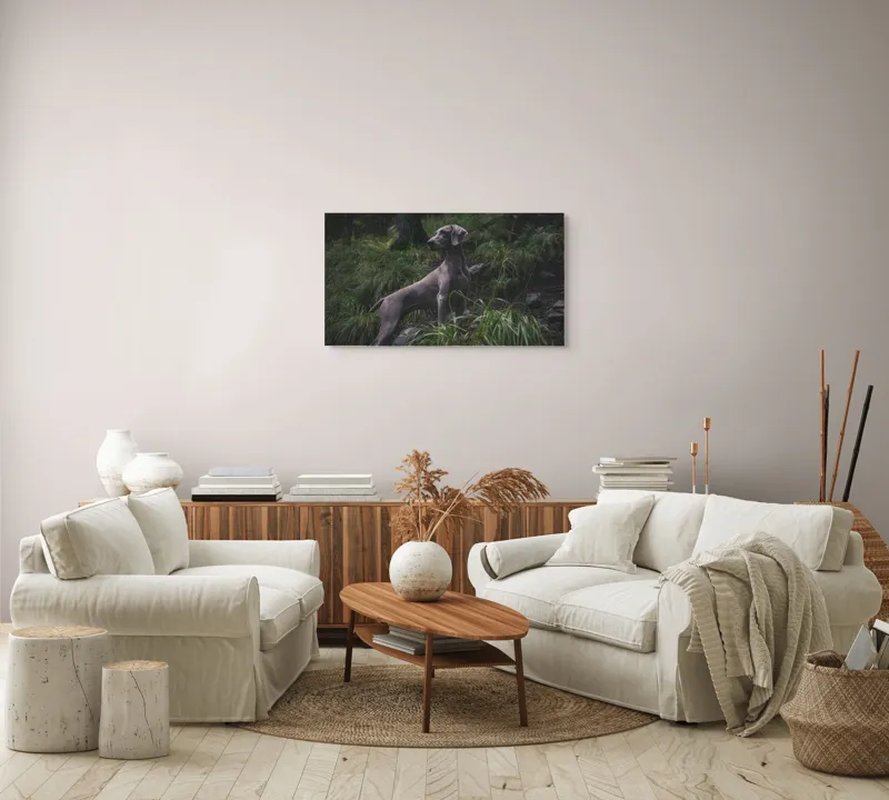 Tablou Canvas, "Câinele în pădurea întunecată", Majestic, Vigilant, Canine, Forest, Graceful, Alert, Stature, Nature, 90 x 50 cm – poza 4