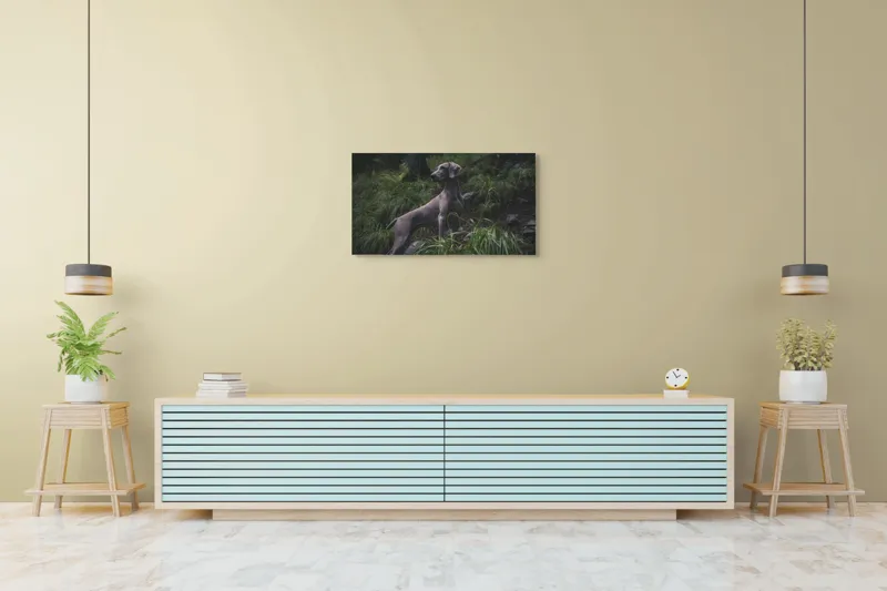 Tablou Canvas, "Câinele în pădurea întunecată", Majestic, Vigilant, Canine, Forest, Graceful, Alert, Stature, Nature, 90 x 50 cm – poza 5