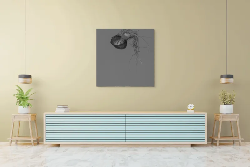 Tablou Canvas, "Dansul grațios al meduzei solitare", Mister, Grațiozitate, Singurătate, Eteric, Delicatețe, Contemplare, Siluetă, Eleganță, 100 x 100 cm – poza 5