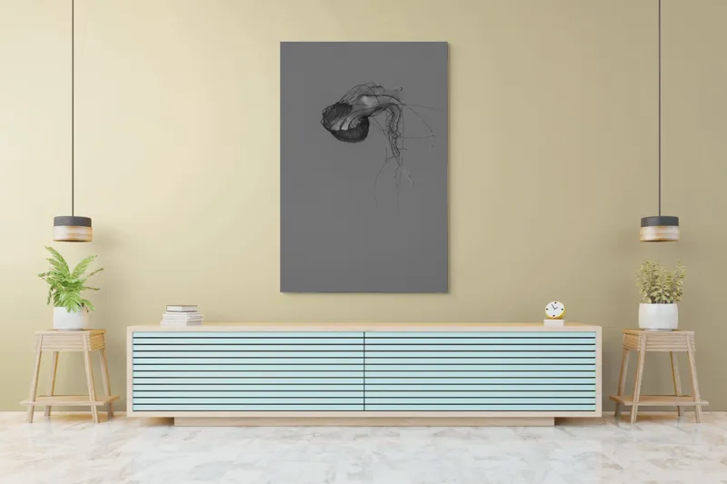 Tablou Canvas, "Dansul grațios al meduzei solitare", Mister, Grațiozitate, Singurătate, Eteric, Delicatețe, Contemplare, Siluetă, Eleganță, 100 x 150 cm – poza 4