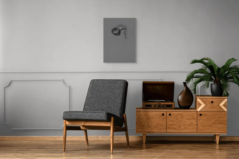 Tablou Canvas, "Dansul grațios al meduzei solitare", Mister, Grațiozitate, Singurătate, Eteric, Delicatețe, Contemplare, Siluetă, Eleganță, 50 x 70 cm – poza 8