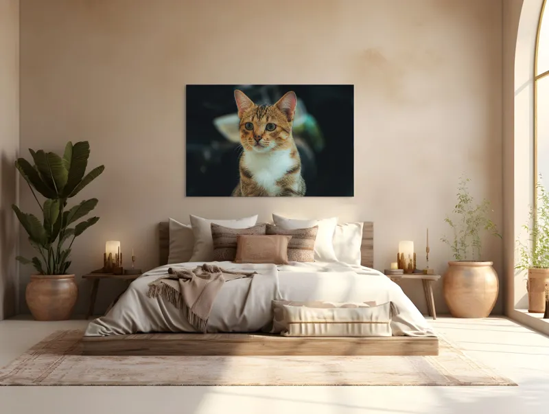 Tablou Canvas, "Pisică atentă în lumină difuză", Pisică, Tigrată, Jucăușă, Atentă, Blândă, 150 x 100 cm – poza 4