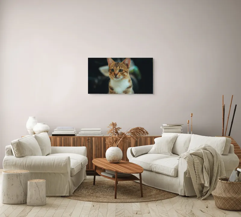 Tablou Canvas, "Pisică atentă în lumină difuză", Pisică, Tigrată, Jucăușă, Atentă, Blândă, 90 x 50 cm – poza 4