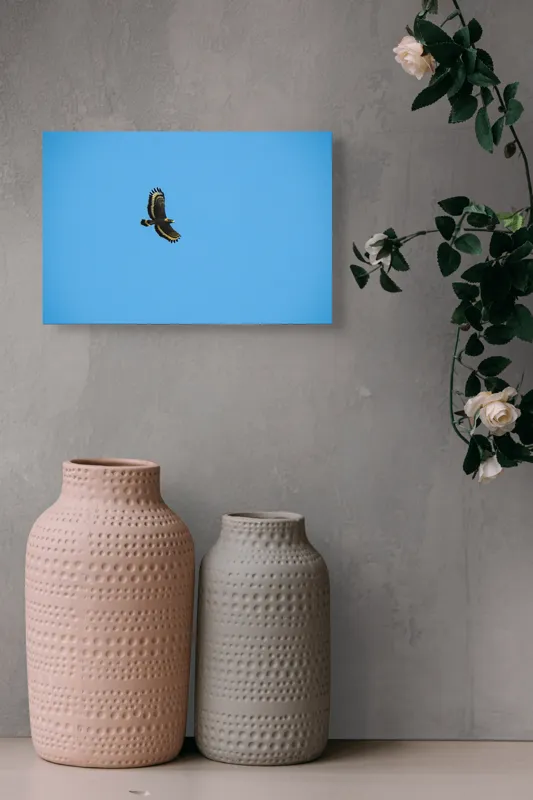 Tablou Canvas, "Zborul înalt al vulturului solitar", Vultur, Albastru, Cer, Înalt, Libertate, Aripi, Zbor, Majestuos, Natură, Solitudine, 39 x 26 cm – poza 4