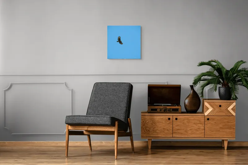 Tablou Canvas, "Zborul înalt al vulturului solitar", Vultur, Albastru, Cer, Înalt, Libertate, Aripi, Zbor, Majestuos, Natură, Solitudine, 50 x 50 cm – poza 6