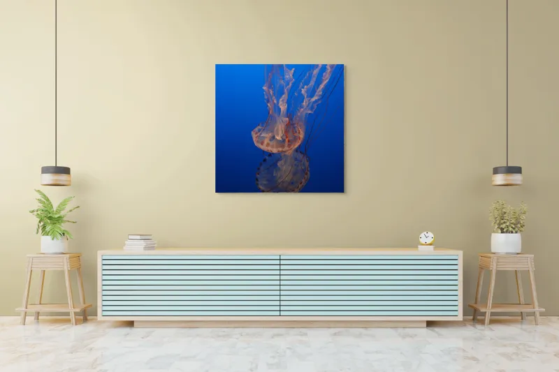 Tablou Canvas, "Misterul dansului subacvatic al meduzei", Mister, Grație, Transparență, Curaj, Frumusețe, Lumină, Curiozitate, Adâncime, Libertate., 100 x 100 cm – poza 5