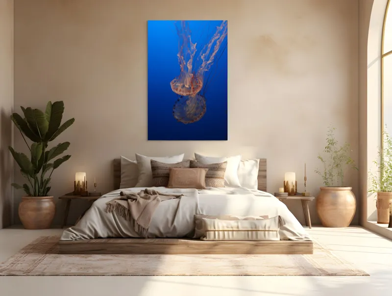 Tablou Canvas, "Misterul dansului subacvatic al meduzei", Mister, Grație, Transparență, Curaj, Frumusețe, Lumină, Curiozitate, Adâncime, Libertate., 100 x 150 cm – poza 3