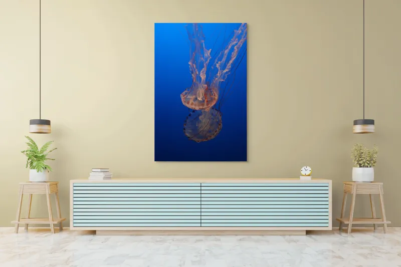 Tablou Canvas, "Misterul dansului subacvatic al meduzei", Mister, Grație, Transparență, Curaj, Frumusețe, Lumină, Curiozitate, Adâncime, Libertate., 100 x 150 cm – poza 4