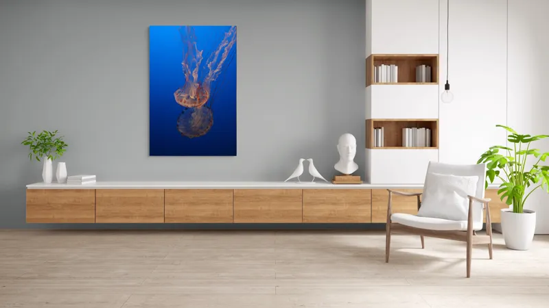 Tablou Canvas, "Misterul dansului subacvatic al meduzei", Mister, Grație, Transparență, Curaj, Frumusețe, Lumină, Curiozitate, Adâncime, Libertate., 100 x 150 cm – poza 8