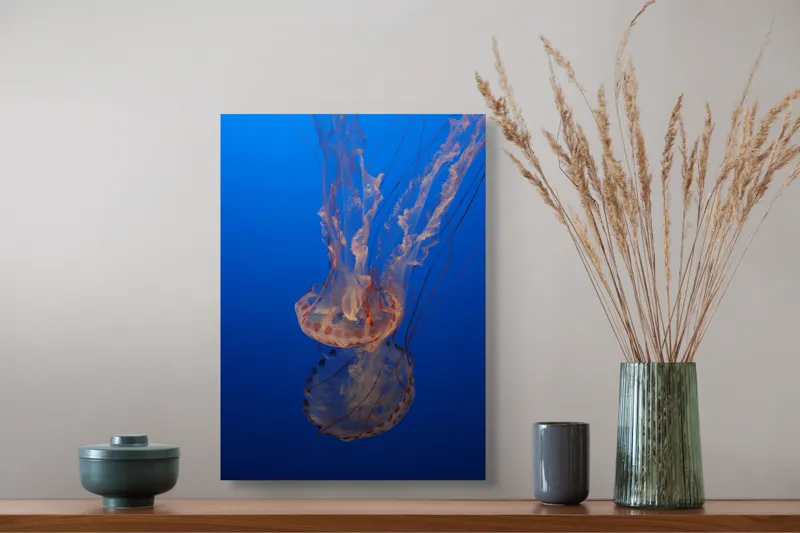 Tablou Canvas, "Misterul dansului subacvatic al meduzei", Mister, Grație, Transparență, Curaj, Frumusețe, Lumină, Curiozitate, Adâncime, Libertate., 39 x 54 cm – poza 3