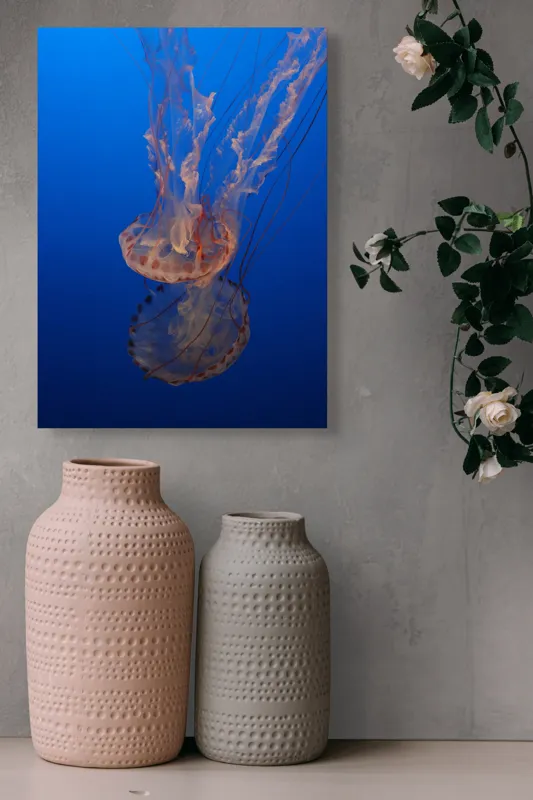 Tablou Canvas, "Misterul dansului subacvatic al meduzei", Mister, Grație, Transparență, Curaj, Frumusețe, Lumină, Curiozitate, Adâncime, Libertate., 39 x 54 cm – poza 6