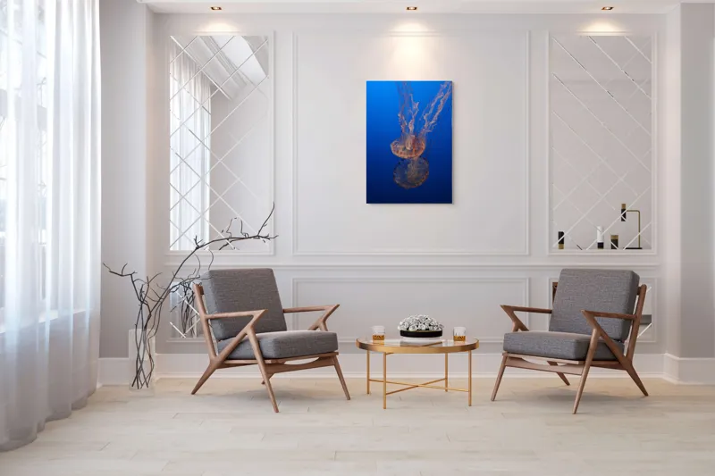 Tablou Canvas, "Misterul dansului subacvatic al meduzei", Mister, Grație, Transparență, Curaj, Frumusețe, Lumină, Curiozitate, Adâncime, Libertate., 70 x 100 cm – poza 8