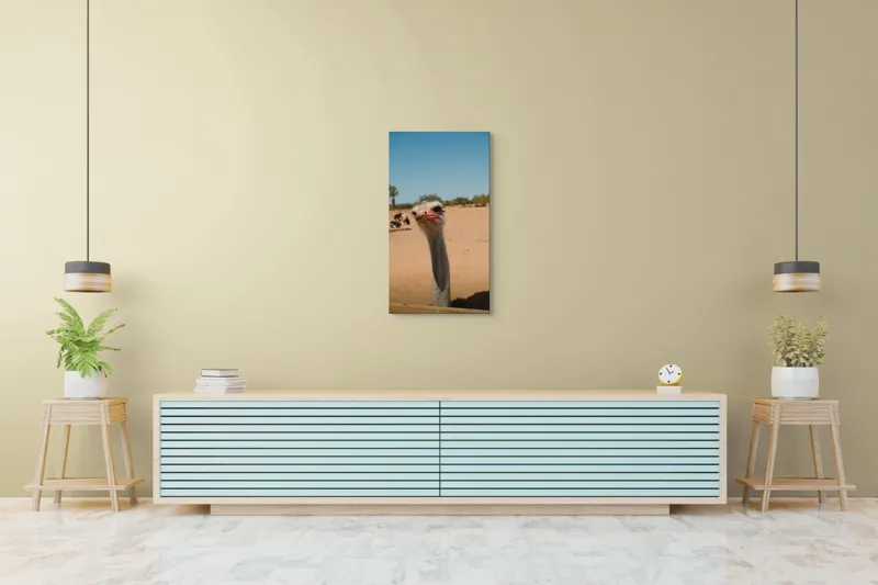 Tablou Canvas, "Struț curios în deșert liniștit", 50 x 90 cm – poza 6