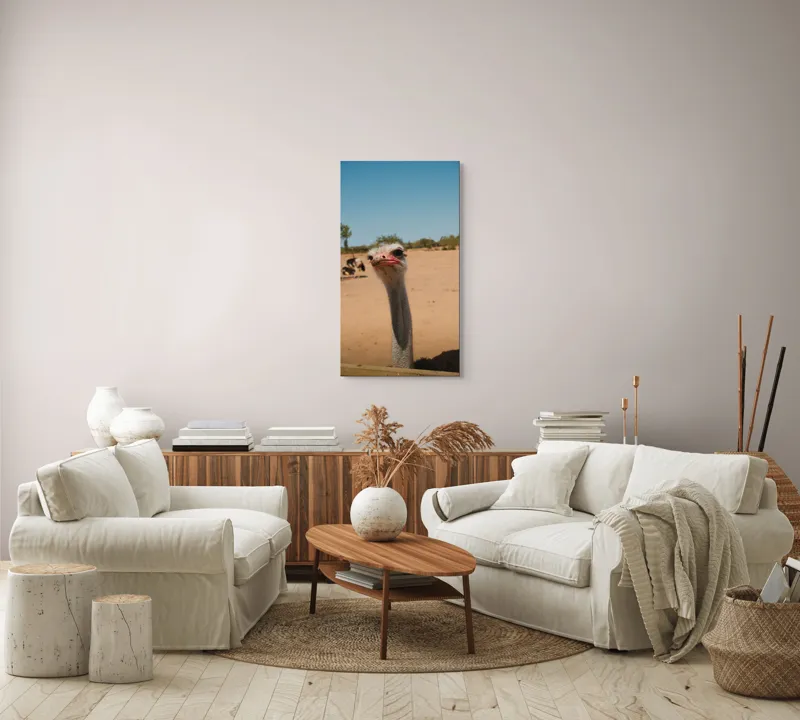 Tablou Canvas, "Struț curios în deșert liniștit", 50 x 90 cm – poza 7