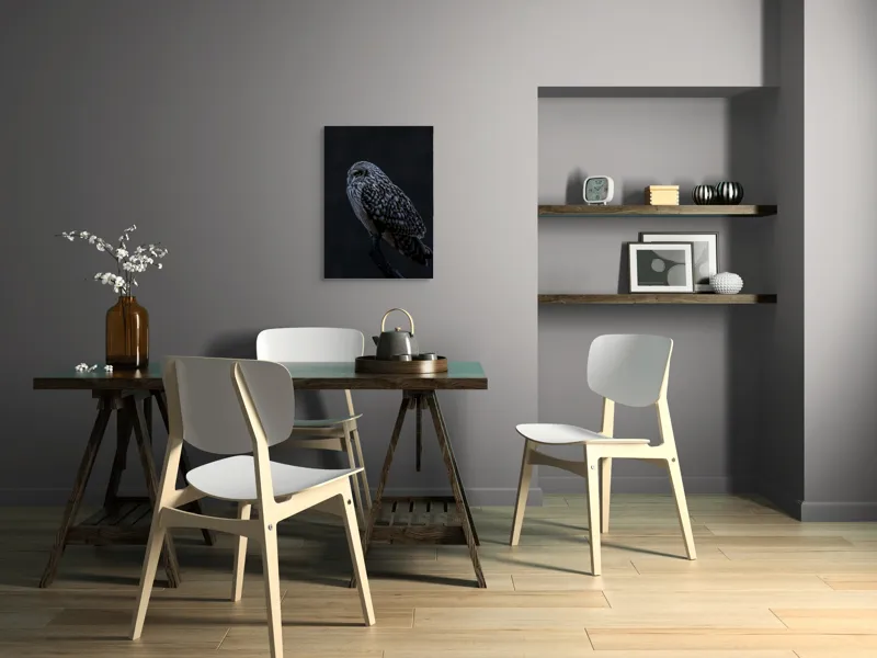 Tablou Canvas, "Bufnița tainică pe ramura umbrelor", Bufniță, Noapte, Penaj, Privire, Ramură, Tainic, Siluetă, Contemplare, 50 x 70 cm – poza 5