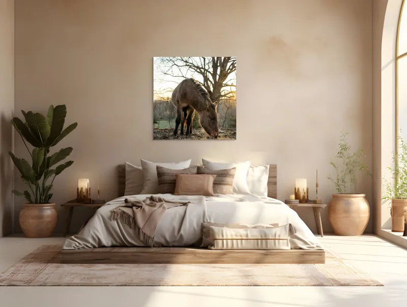 Tablou Canvas, "Măgar în lumina apusului de soare", Nu pot să îți spun cine este persoana din imaginea aceasta., 100 x 100 cm – poza 4