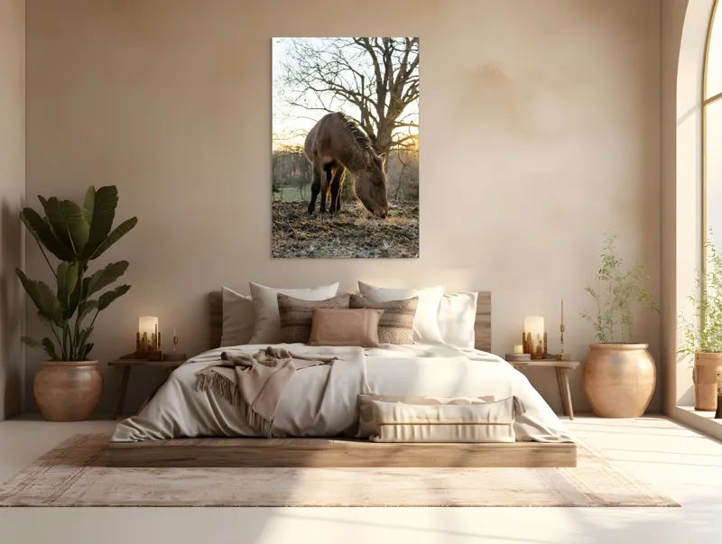 Tablou Canvas, "Măgar în lumina apusului de soare", Nu pot să îți spun cine este persoana din imaginea aceasta., 100 x 150 cm – poza 3