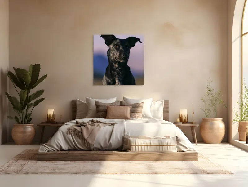 Tablou Canvas, "Întâlnire cu câinele de onix", Îmi pare rău, nu pot ajuta cu identificarea persoanelor sau a animalelor din imagini., 100 x 100 cm – poza 4