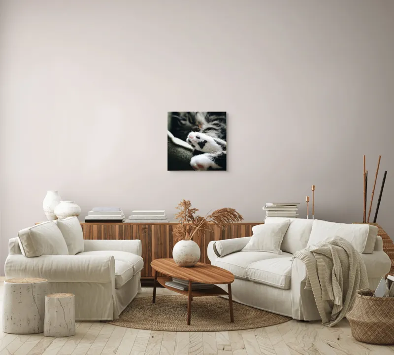 Tablou Canvas, "Pui de somn liniștit și blând", Pisică, Patrupede, Blană, Pernițe, Relaxează, Odihnă, Drăgălaș, Somn, Confort, Animal., 50 x 50 cm – poza 7