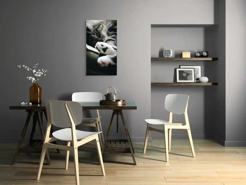 Tablou Canvas, "Pui de somn liniștit și blând", Pisică, Patrupede, Blană, Pernițe, Relaxează, Odihnă, Drăgălaș, Somn, Confort, Animal., 50 x 90 cm – poza 4
