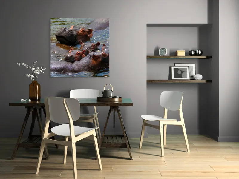 Tablou Canvas, "Familie de hipopotami în apă", Nu pot spune cine sau ce este în imagine, dar mi se pare că sunt niște animale în apă., 100 x 100 cm – poza 6