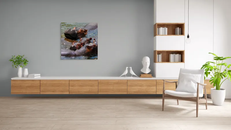 Tablou Canvas, "Familie de hipopotami în apă", Nu pot spune cine sau ce este în imagine, dar mi se pare că sunt niște animale în apă., 100 x 100 cm – poza 8