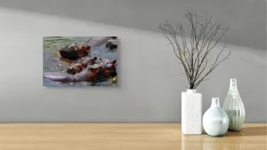 Tablou Canvas, "Familie de hipopotami în apă", 39 x 26 cm – poza 8