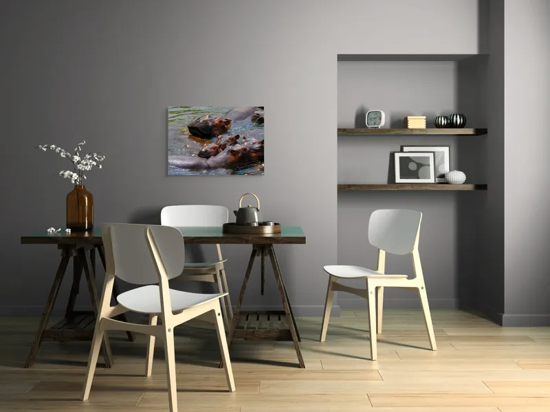 Tablou Canvas, "Familie de hipopotami în apă", Nu pot spune cine sau ce este în imagine, dar mi se pare că sunt niște animale în apă., 70 x 50 cm – poza 5