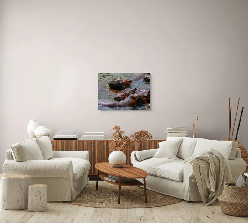 Tablou Canvas, "Familie de hipopotami în apă", Nu pot spune cine sau ce este în imagine, dar mi se pare că sunt niște animale în apă., 70 x 50 cm – poza 6