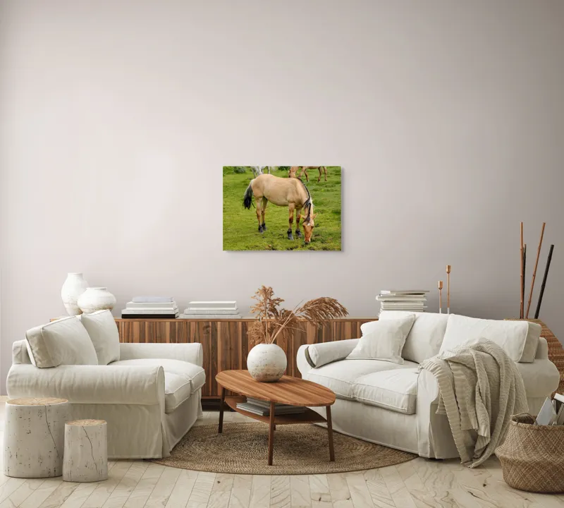 Tablou Canvas, "Cal păscând pe câmp verde", 70 x 50 cm – poza 6