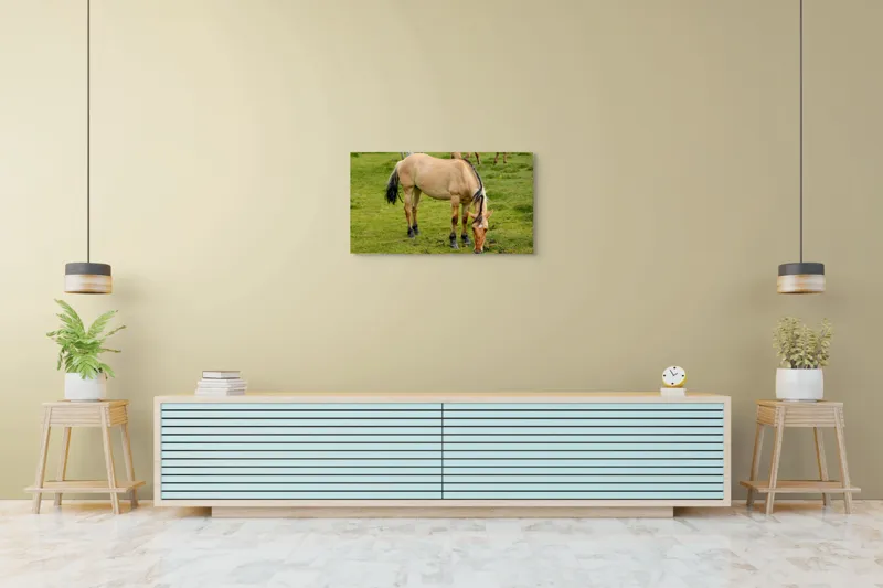 Tablou Canvas, "Cal păscând pe câmp verde", 90 x 50 cm – poza 5