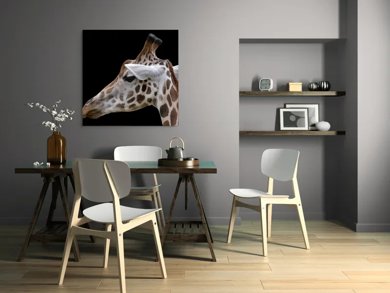 Tablou Canvas, "Ghepardul cerului înstelat african", Girafă, Pată, Negru, Urechi, Gât, Blană, Pete., 100 x 100 cm – poza 6