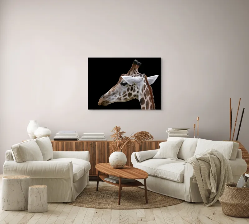 Tablou Canvas, "Ghepardul cerului înstelat african", Girafă, Pată, Negru, Urechi, Gât, Blană, Pete., 100 x 70 cm – poza 3