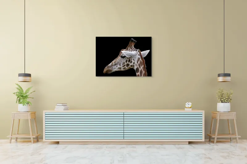 Tablou Canvas, "Ghepardul cerului înstelat african", Girafă, Pată, Negru, Urechi, Gât, Blană, Pete., 100 x 70 cm – poza 4