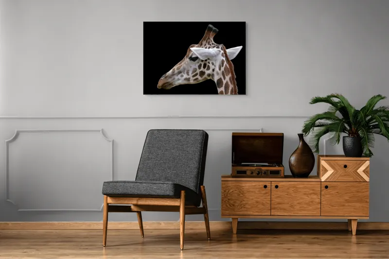 Tablou Canvas, "Ghepardul cerului înstelat african", Girafă, Pată, Negru, Urechi, Gât, Blană, Pete., 100 x 70 cm – poza 8