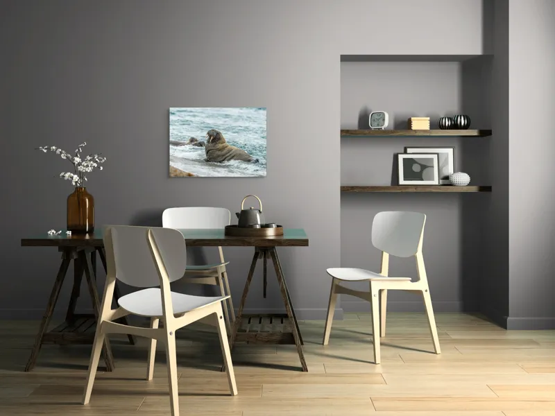 Tablou Canvas Morsa la Malul Oceanului Artă Marină Unică, 70 x 50 cm – poza 5