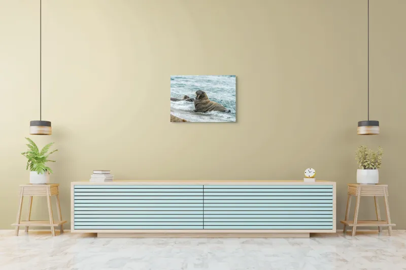 Tablou Canvas Morsa la Malul Oceanului Artă Marină Unică, 70 x 50 cm – poza 7
