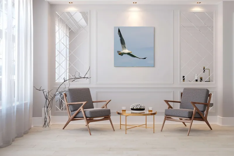 Tablou Canvas Zborul liniștit al pescărușului solitar pe cer, 100 x 100 cm – poza 7