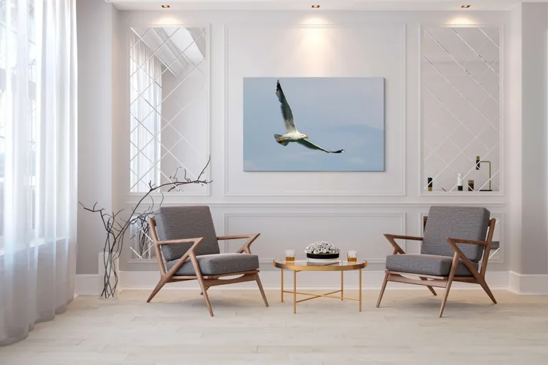 Tablou Canvas Zborul liniștit al pescărușului solitar pe cer, 150 x 100 cm – poza 7