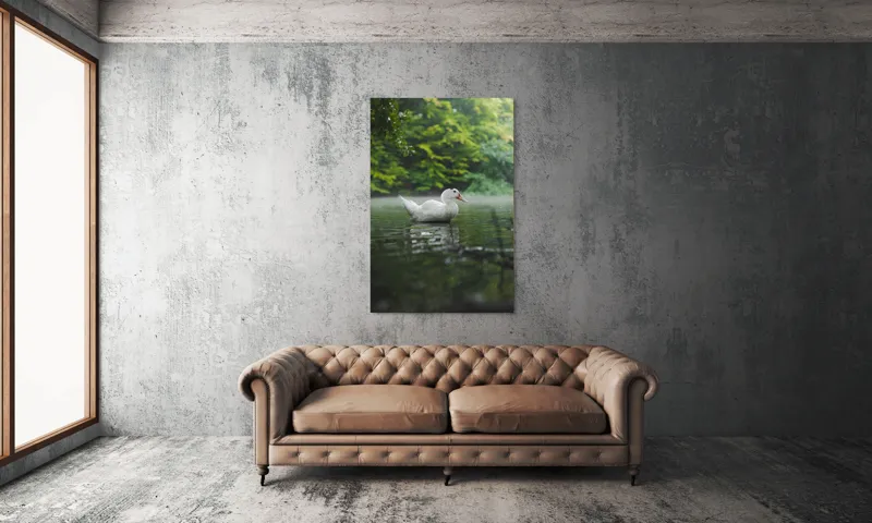 Tablou Canvas, "Rață albă pe lac liniștit", Calm, Reflective, Serene, Natural, Majestic, 100 x 150 cm – poza 6