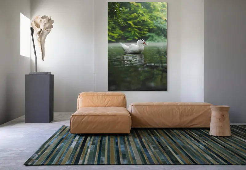 Tablou Canvas, "Rață albă pe lac liniștit", Calm, Reflective, Serene, Natural, Majestic, 100 x 150 cm – poza 7