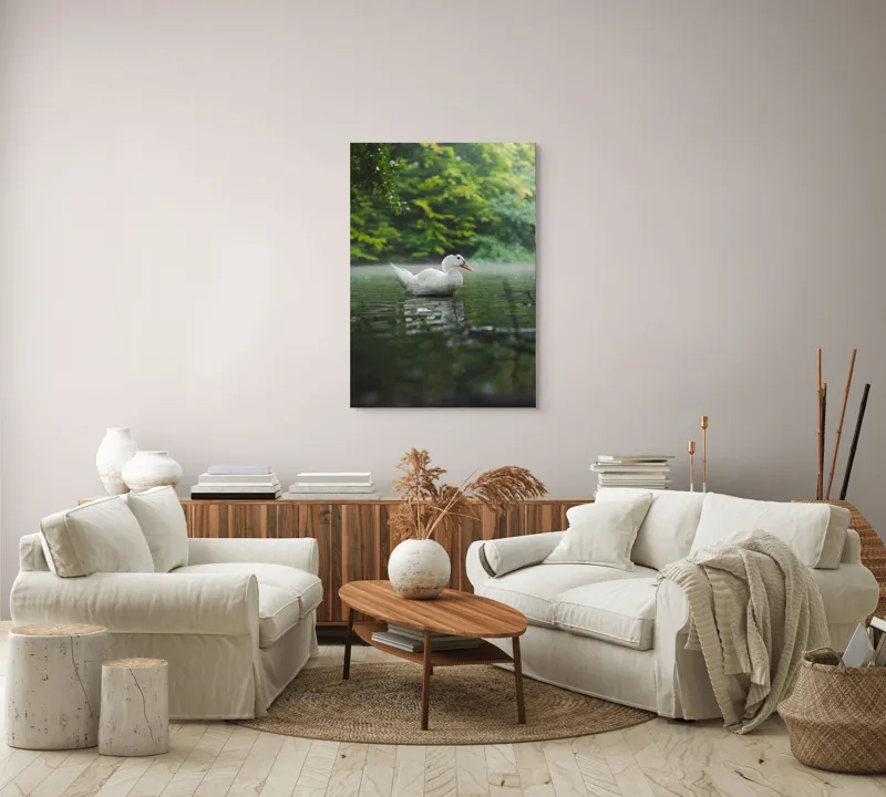 Tablou Canvas, "Rață albă pe lac liniștit", Calm, Reflective, Serene, Natural, Majestic, 70 x 100 cm – poza 4