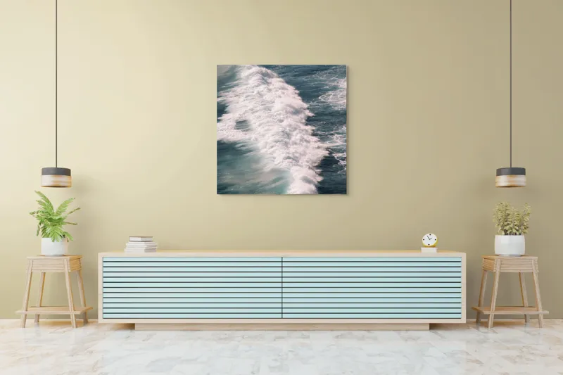 Tablou Canvas, "Valuri spumegânde sub soarele verii", Valuri, Spumă, Ocean, Energie, Albastru, Mișcare, Natură, Dinamică, 100 x 100 cm – poza 5