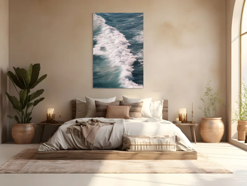 Tablou Canvas, "Valuri spumegânde sub soarele verii", Valuri, Spumă, Ocean, Energie, Albastru, Mișcare, Natură, Dinamică, 100 x 150 cm – poza 3