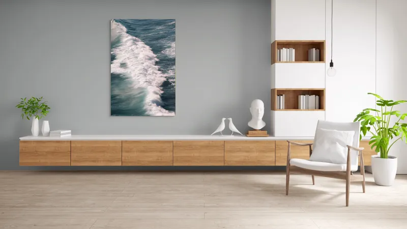 Tablou Canvas, "Valuri spumegânde sub soarele verii", Valuri, Spumă, Ocean, Energie, Albastru, Mișcare, Natură, Dinamică, 100 x 150 cm – poza 8