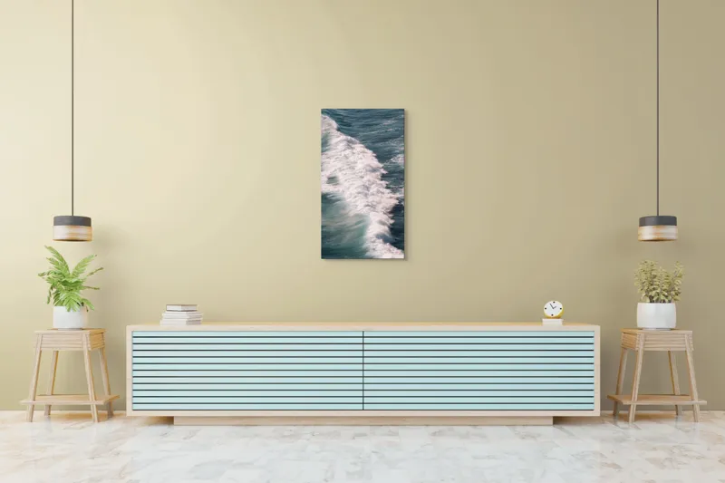 Tablou Canvas, "Valuri spumegânde sub soarele verii", Valuri, Spumă, Ocean, Energie, Albastru, Mișcare, Natură, Dinamică, 50 x 90 cm – poza 6