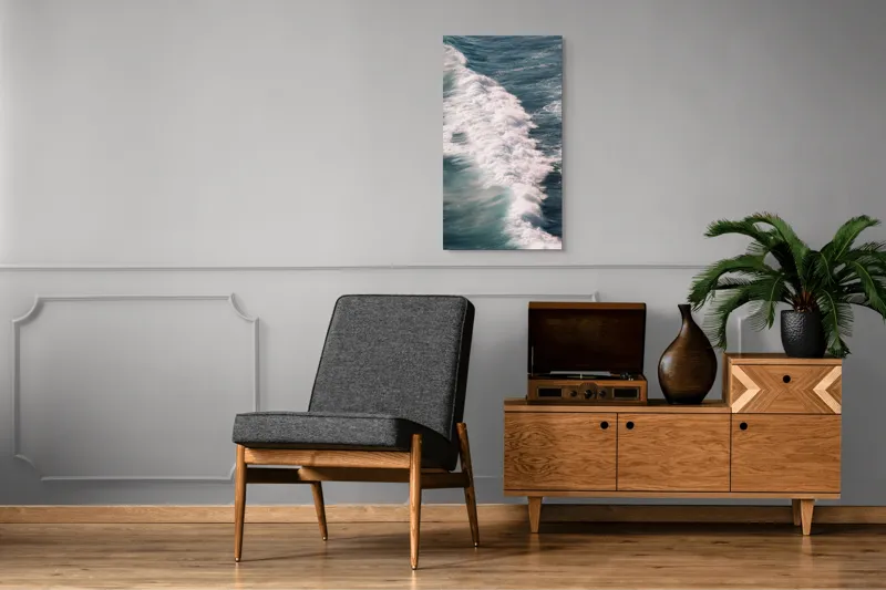 Tablou Canvas, "Valuri spumegânde sub soarele verii", Valuri, Spumă, Ocean, Energie, Albastru, Mișcare, Natură, Dinamică, 50 x 90 cm – poza 8