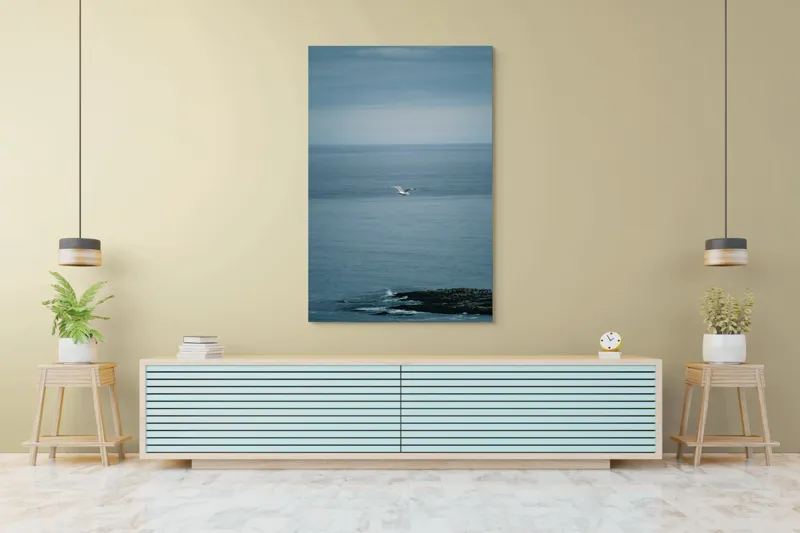Tablou Canvas, "Pescărușul singuratic pe întinderea albastră", Vast, Serene, Tranquil, Endless, Majestic, 100 x 150 cm – poza 4