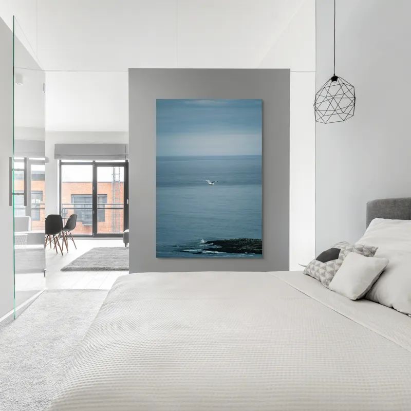 Tablou Canvas, "Pescărușul singuratic pe întinderea albastră", Vast, Serene, Tranquil, Endless, Majestic, 100 x 150 cm – poza 5