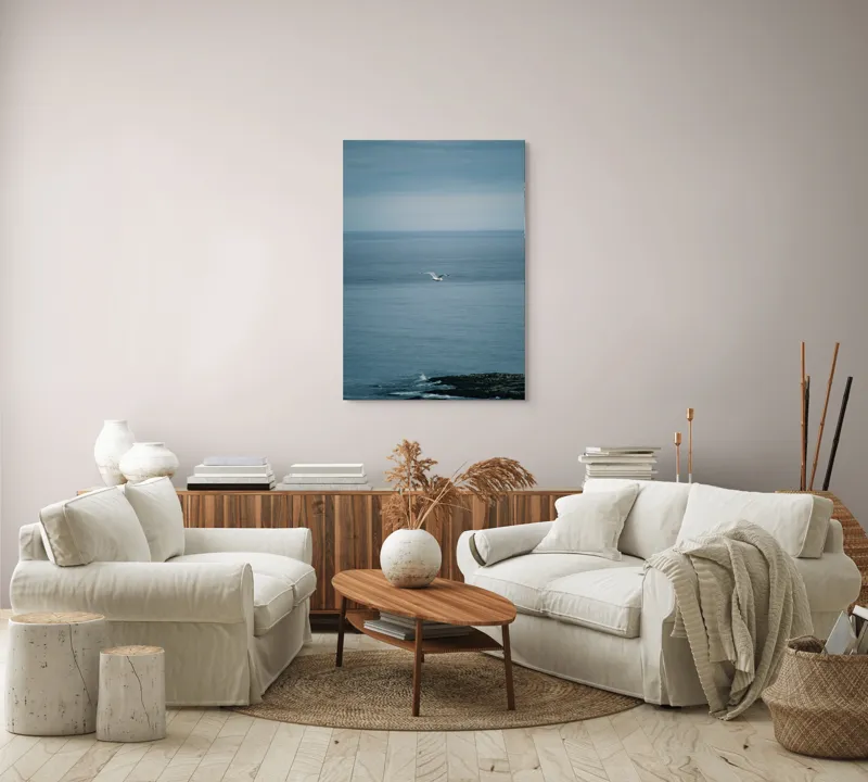 Tablou Canvas, "Pescărușul singuratic pe întinderea albastră", Vast, Serene, Tranquil, Endless, Majestic, 70 x 100 cm – poza 4